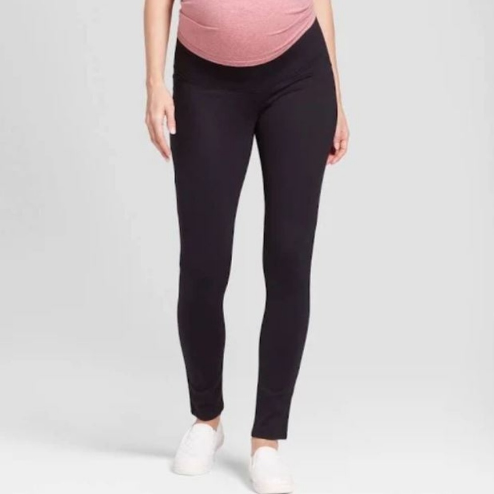 NWOT Maternity Inset Panel Ponte Pants Black - Picture 2 of 6